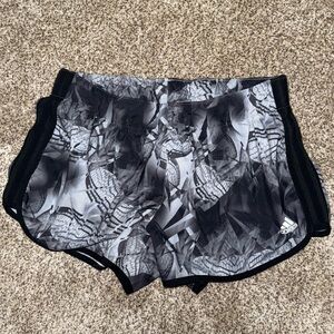 Adidas Women's Abstract Black and Gray Athletic Shorts